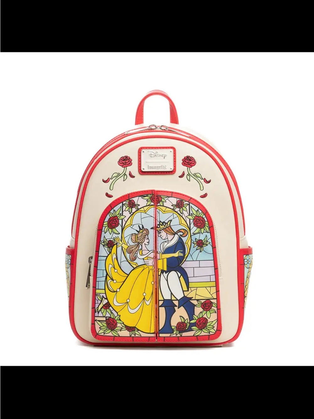 Loungefly Cream & Red Beauty and the Beast Stained Glass Mini Backpack